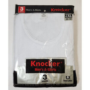 3 Knocker White A Shirt Tank Top Undershirt Men's Underwear 2XL Large 50-52